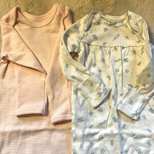 Pair of newborn open bottom suits